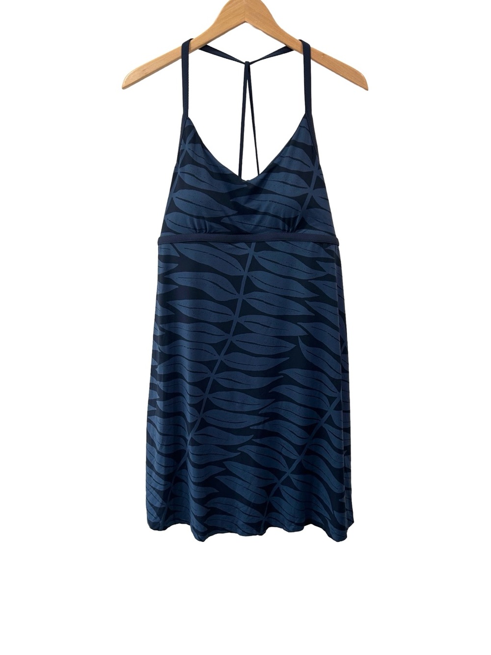 Patagonia Sundown Sally Dress L blue Strappy‎ leaf padded outdoors vacation